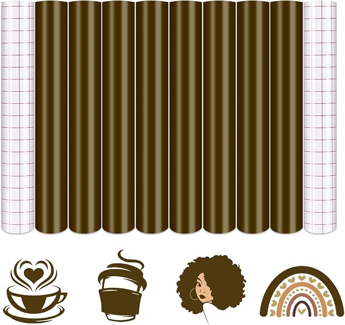 Tintnut Skin Tone Permanent Vinyl 8 Pcs 12''x10'' Dark Cacao Adhesive Vinyl |