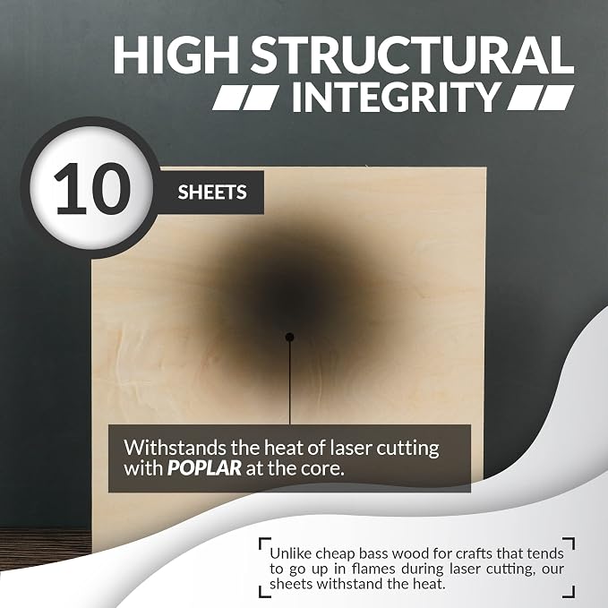 Basswood Sheets for Crafts 1/8 inch, 3mm Plywood Sheets for Laser Cutting