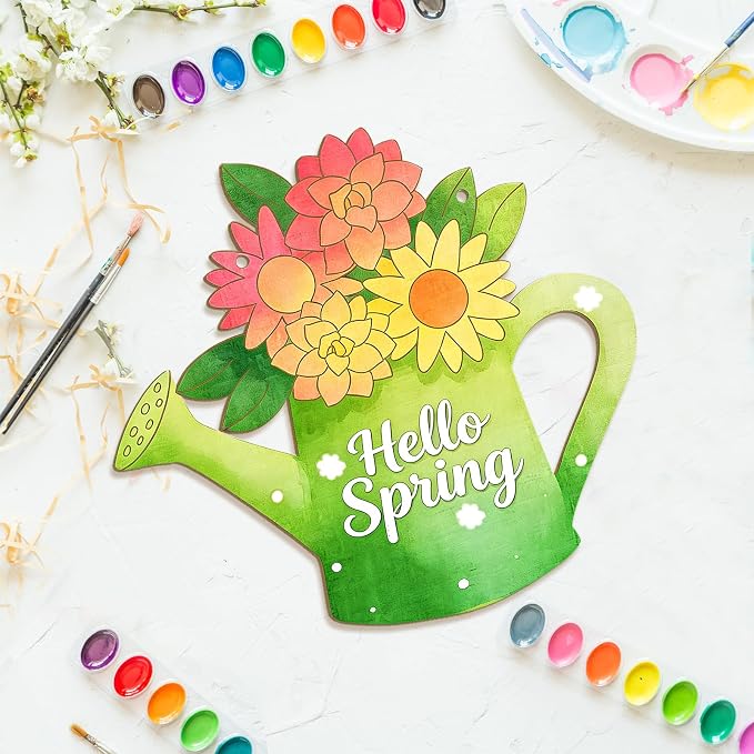 Large Size 12" Wooden Spring Crafts Ornaments to Paint, Flower Wooden DIY Blank