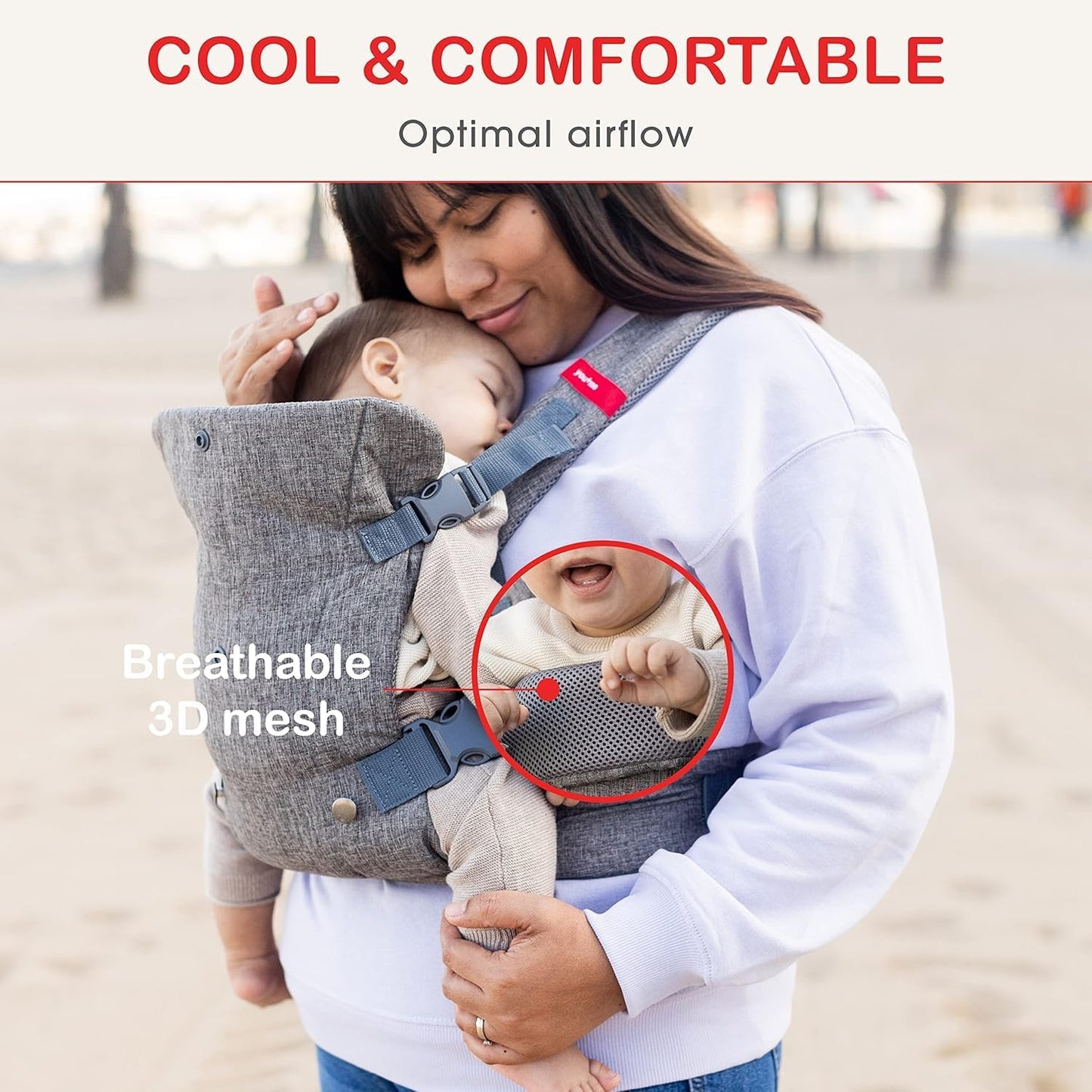 You+ME 4-in-1 Baby Carrier Newborn to Toddler 8-32 lbs - All-Position, Hip-Healthy Newborn Carrier, Adjustable Baby Carriers with Breathable 3D Mesh Panels & 2-in-1 Snap-On Bib (Gray)