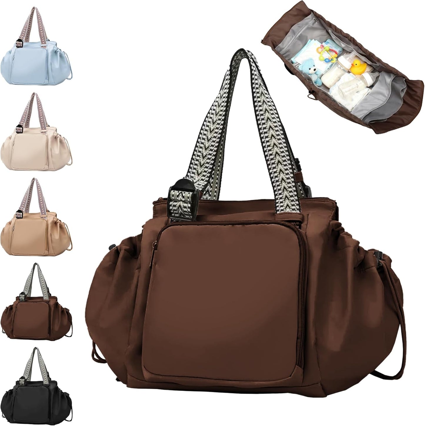 DAMARI Diaper Bag Tote for Moms Dads, Large Capacity Baby Diaper Bag, Wide-Open Mom Bag with 15 Pockets