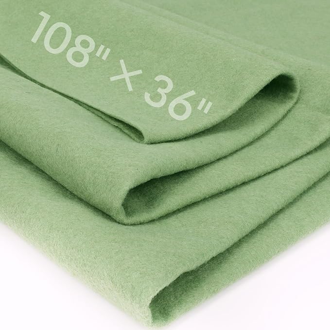Sage Green Felt Fabric Sheet 108" X 36", 1.4mm Thick Large Soft Durable