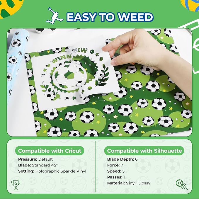 HTVRONT 10 Pack 12"x10" Soccer Ball Patterned Permanent Vinyl | Waterproof Vinyl