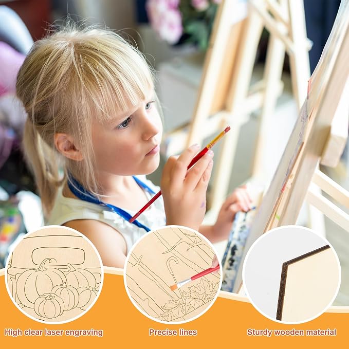 COCHIE 10PCS Large Fall Unfinished Wood Crafts to Paint