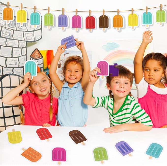 MixTeach 48 Pieces Ice Cream Cutouts Ice Pops Paper Cutouts Summer Bulletin