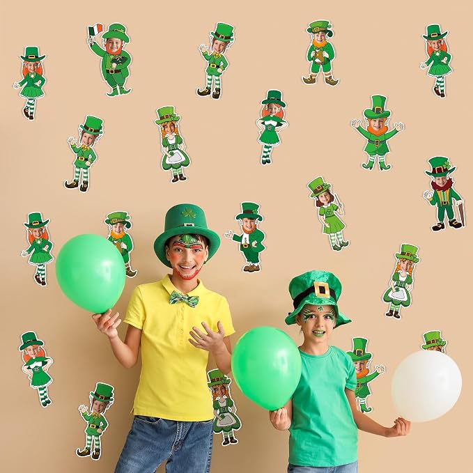 OBUSATT 60 Pcs St. Patrick's Day Leprechaun Theme Cutouts March Bulletin Board