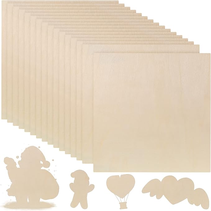 Vicenpal 24 Pcs Basswood Sheets 3 mm Plywood Sheets Unfinished Wood