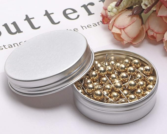 Tupalizy 100PCS 1/4 Inch Small Round Head Map Tacks Pins