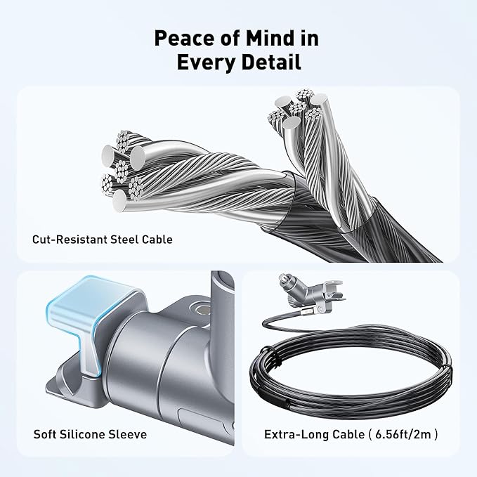 AboveTEK Laptop Locking Cable for MacBook Pro 14/16 (2021–2024), Anti-Theft Keyed Laptop Security Lock, 6.56ft Cut-Resistant Steel Computer Lock Cable, Rotatable & Portable Design