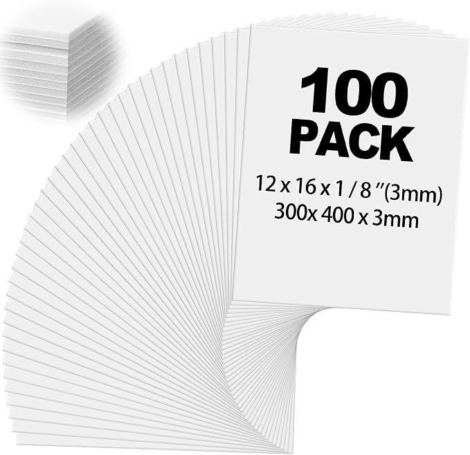 Frienda 100 Pack White Foam Board Foam Poster Boards 12 x 16 Inch Inch
