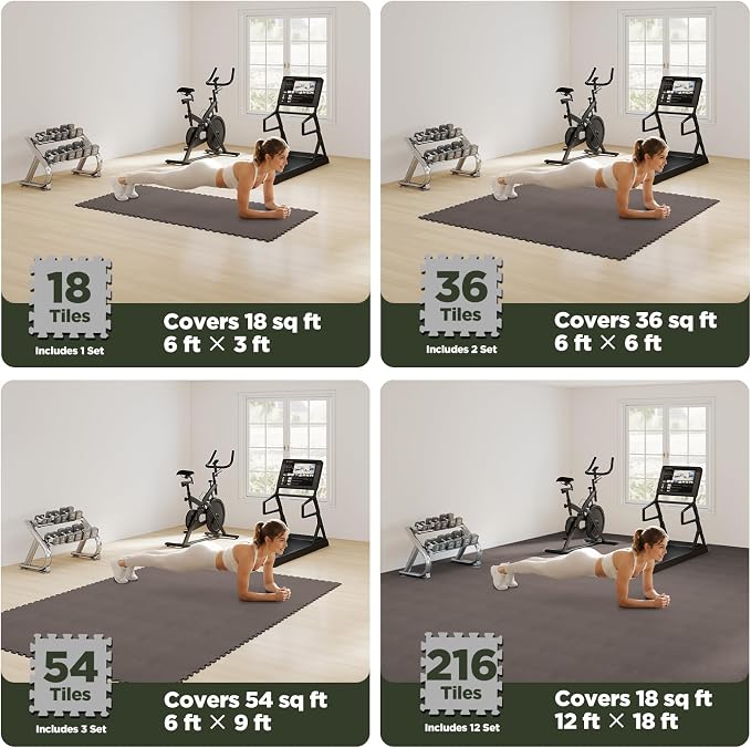 AIRHOP 18 PCS Gym Floor Mat, EVA Foam Puzzle Gym Mat, High-Density Interlocking