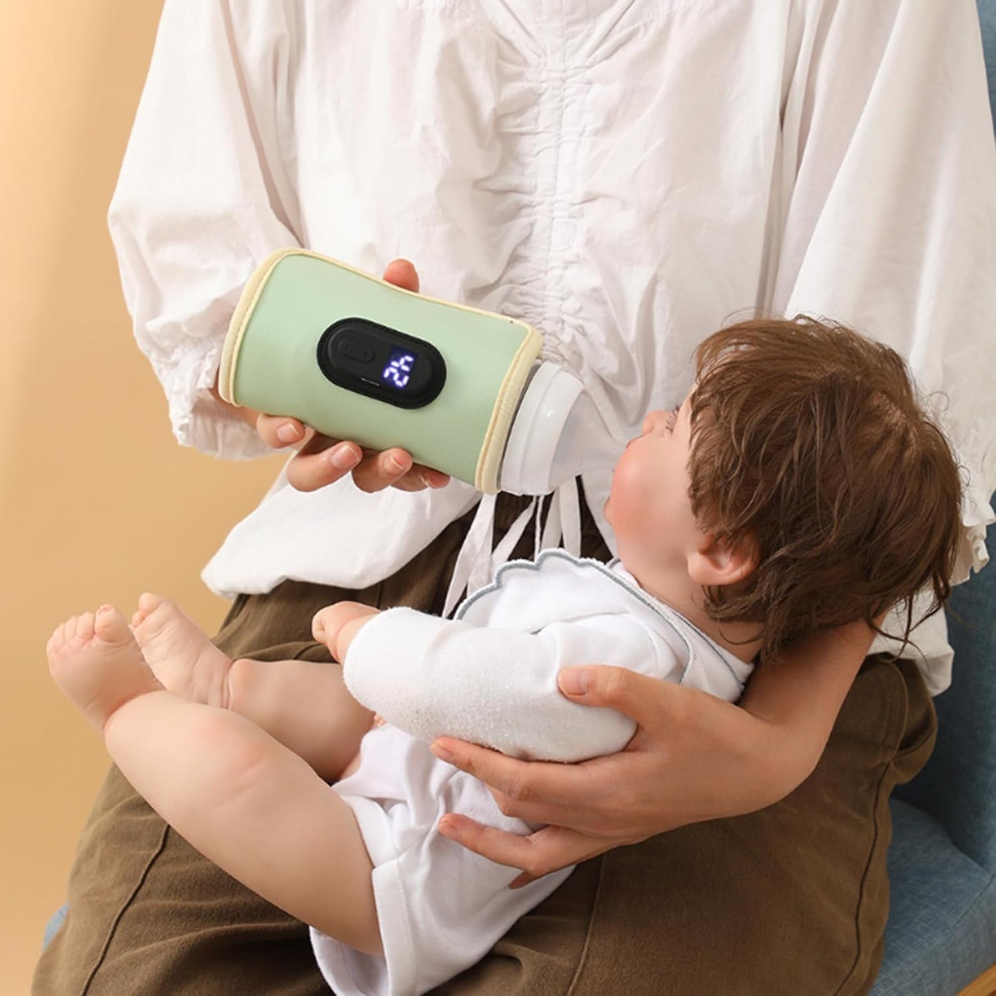 Portable Bottle Warmer 18W Quick Heating Baby Bottle Warmer Temperature Adjustable USB Baby Bottle Heater for Home Family Travel Green, Portable Bottle Warmer