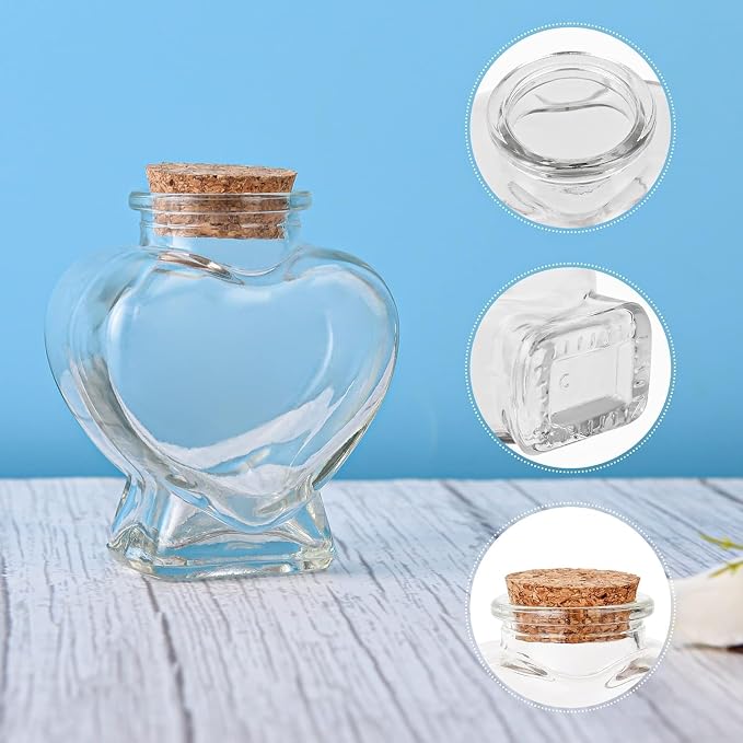 Empty Mini Heart-Shaped Glass Bottles