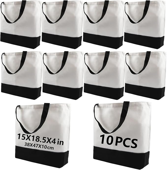 OKBA 10 pcs Sublimation Tote Bags, polyester tote bags
