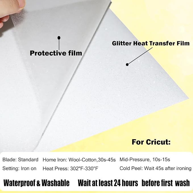 Glitter White Heat Transfer Vinyl White HTV Vinyl Rolls 12 inch x 5 feet Iron
