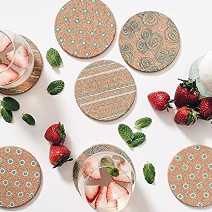 Tebery 20 Pack Cork Coasters Round, 3.9" Bar Coasters