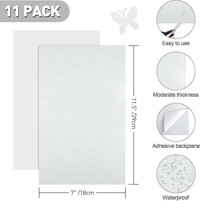 NACHLYNN 11Pcs Self Adhesive Felt Fabric Sheets 7"x11.5" /18x29cm Sticky Back
