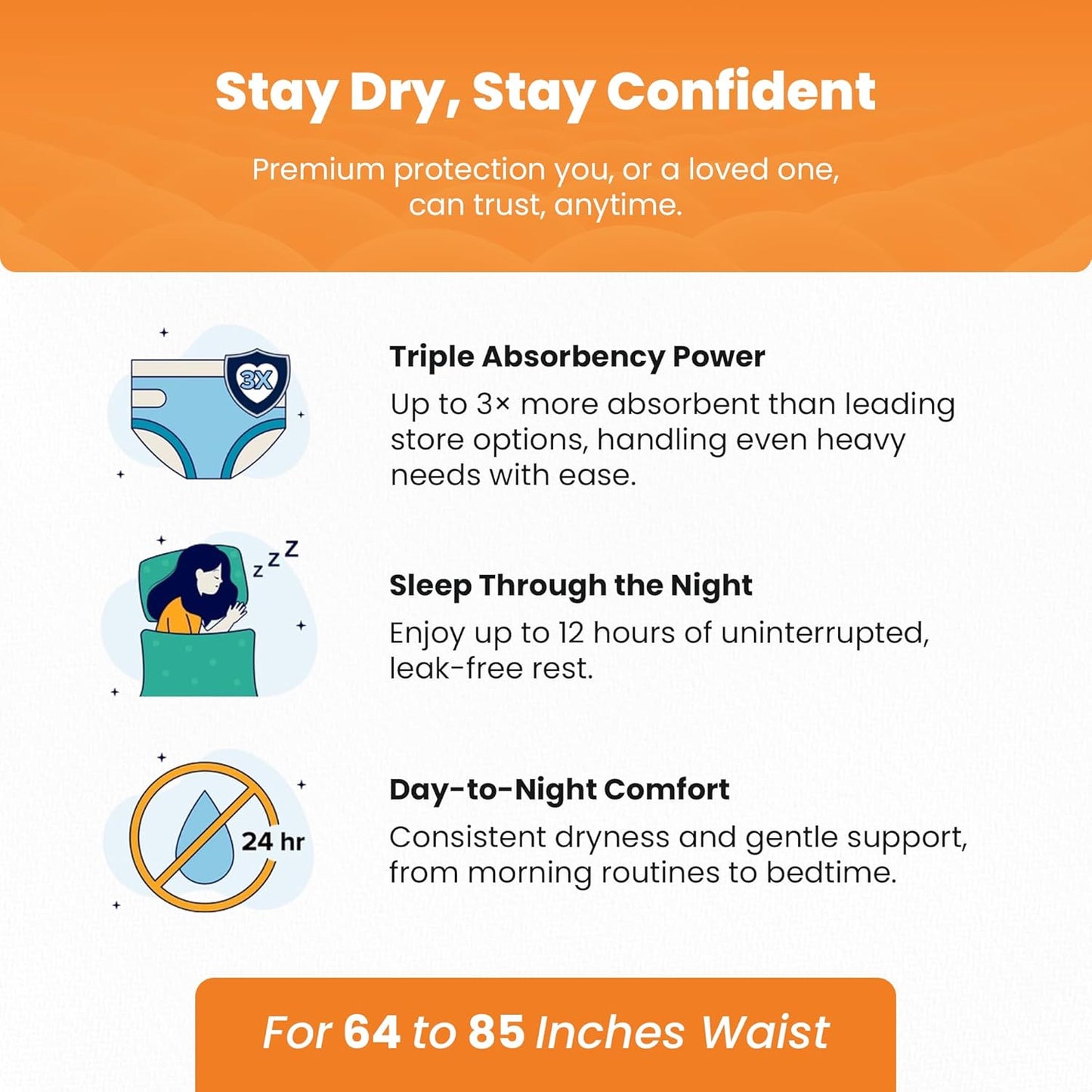 QualityCost Adult Incontinence Underwear Pull-Up, 10Pack, Heavy Duty Briefs for Men and Women, Maximum Absorbency, Leak Proof, Disposable Pull-Ups for Overnight Protection, Size 3XL (64-85 inch Waist)