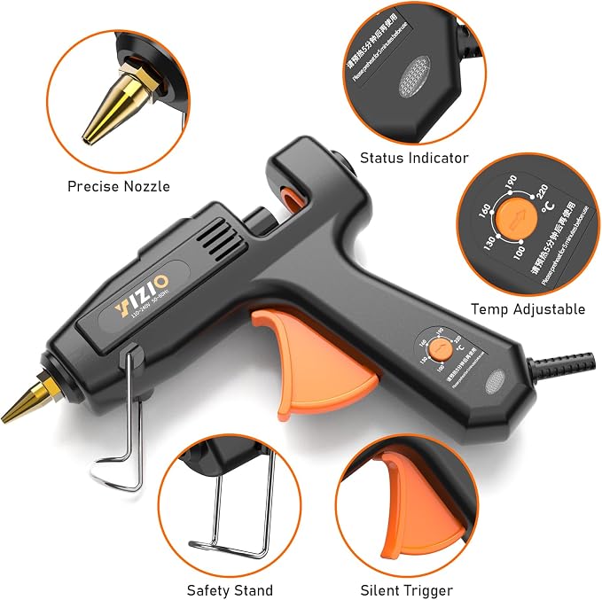 IZIO Full Size Hot Glue Gun and Sticks Set, 100-220W Adjustable Temperature