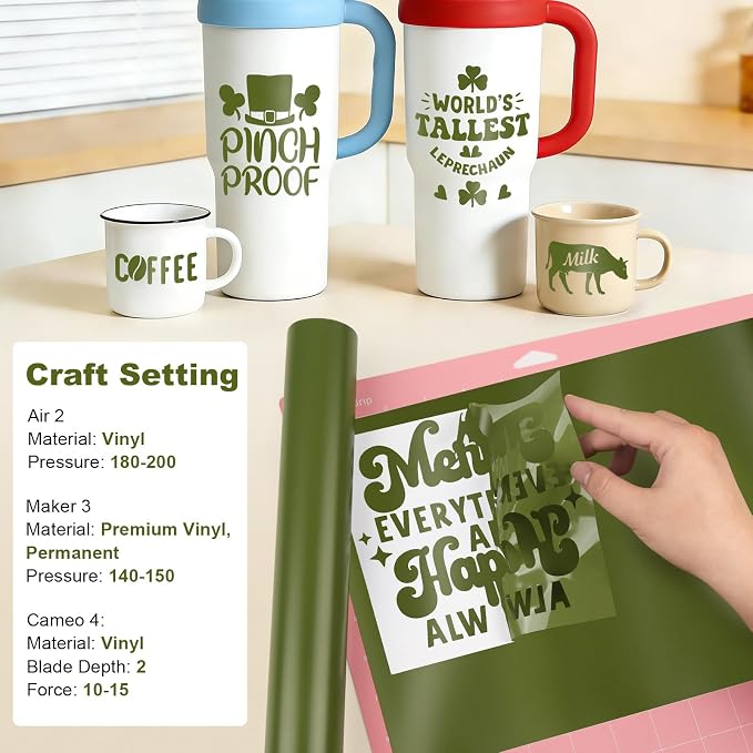 Gatichetta Green Vinyl Army Green Self Adhesive Vinyl Craft Permanent Vinyls
