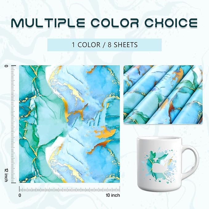 Tintnut Marble Blue Green Permanent Vinyl 8 Pcs 12x10in Self Adhesive Vinyl |