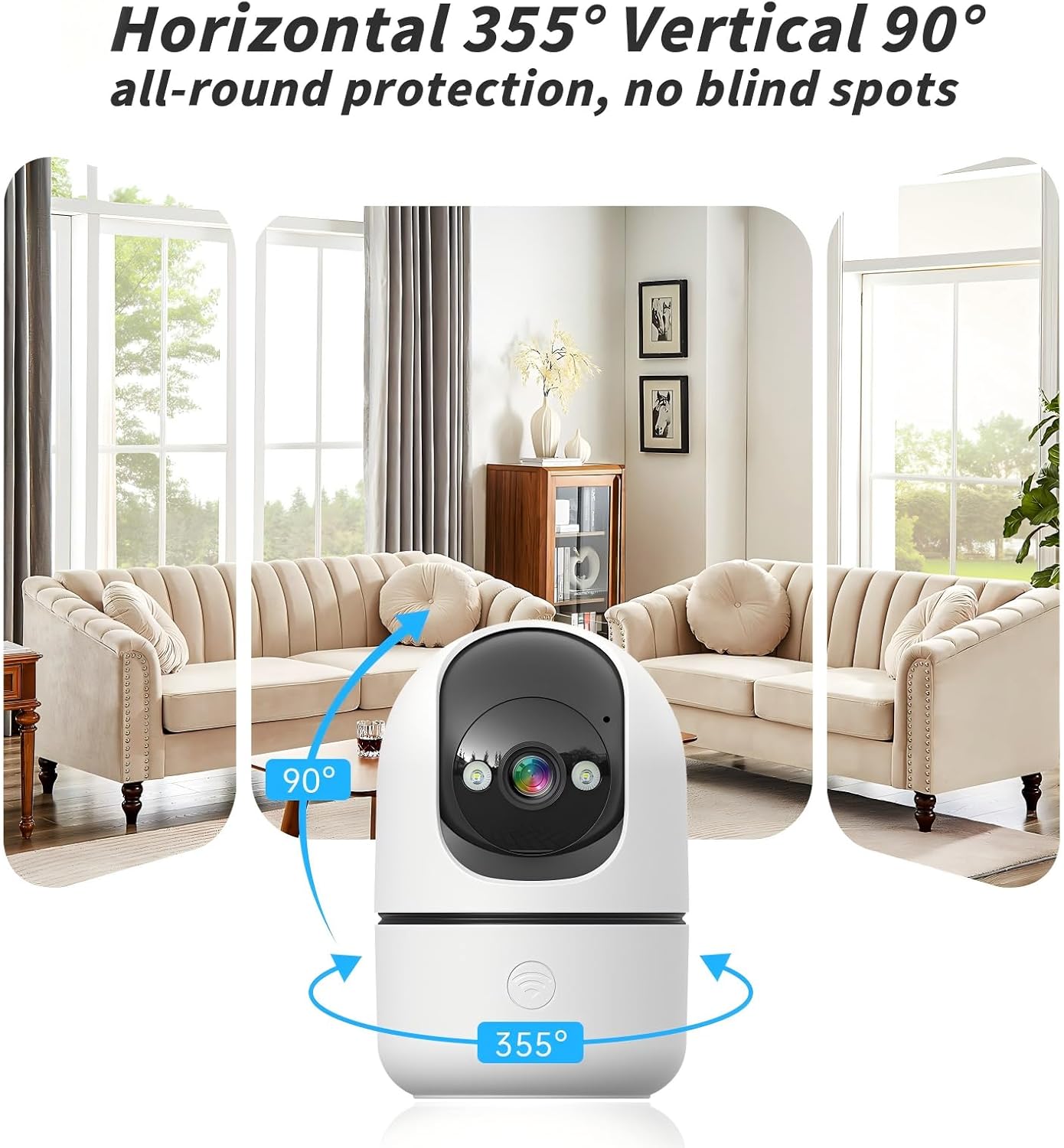 Indoor Camera 5G&2.4G WiFi Cameras for Home Security Instant 911 Alert, 360° Pan/Tilt Baby Monitor/Dog/Pet Camera AI Motion Detection Night Vision, Speaker, US Cloud Storage (2Pack)