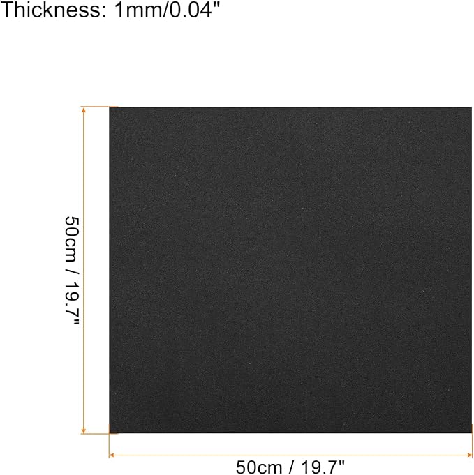 MECCANIXITY EVA Foam Sheets Black 19.7 Inch x 19.7 Inch 1mm Thick Crafts Foam