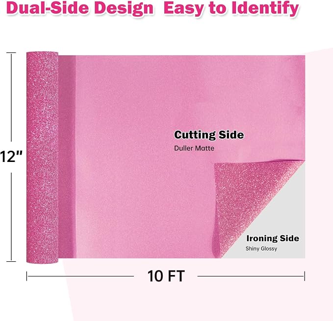 TUMIYA Pink Glitter Heat Transfer Vinyl HTV Roll