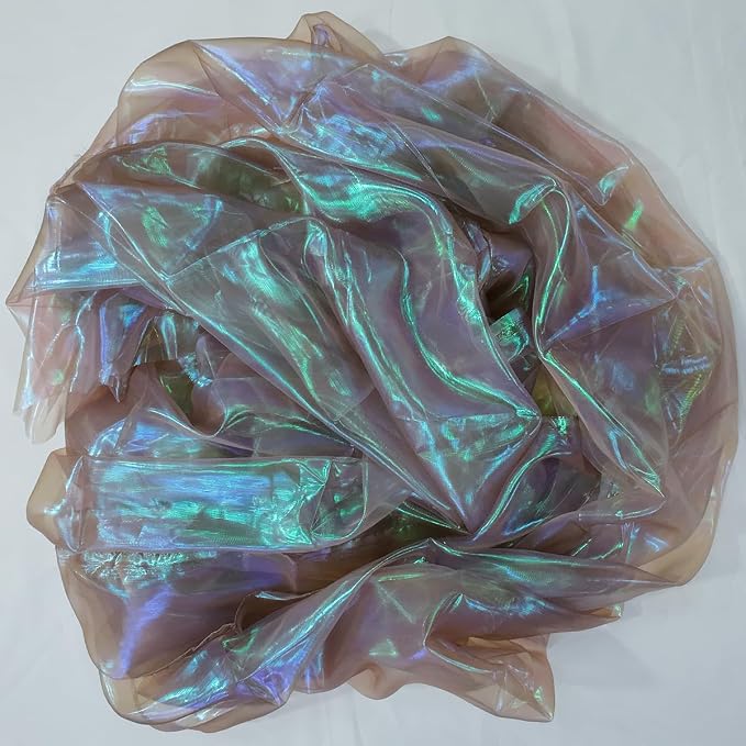 Coffee Brown Iridescent Organza Fabric