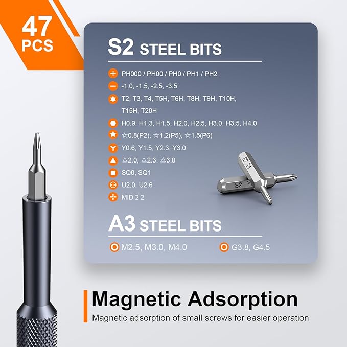 JOREST 50 in 1 Precision Screwdriver Set with Security Torx, Magnetic Mini Repair kit for Macbook, Laptop, PS4, PS5, iphone, Nintendo Switch, Glasses, Watch, Toy, Stocking Stuffers Gifts for Men