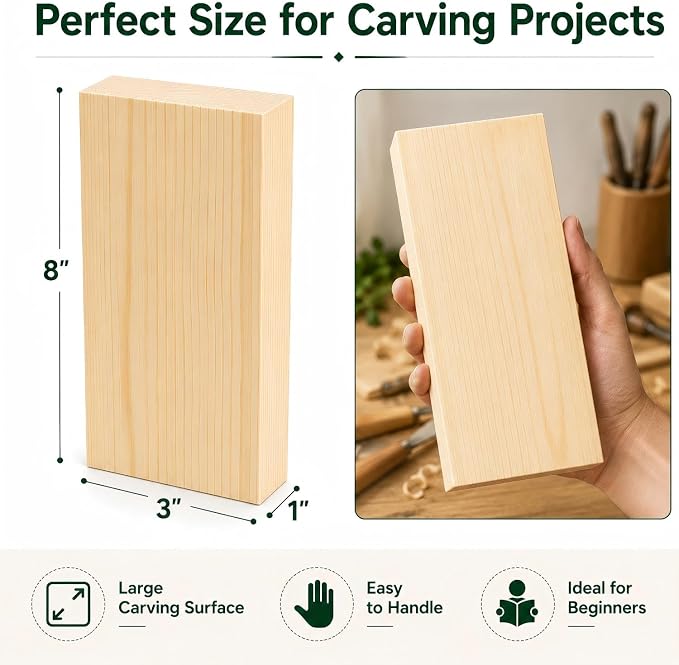 Unfinished Wood Blocks for Carving, Painting and DIY Crafts