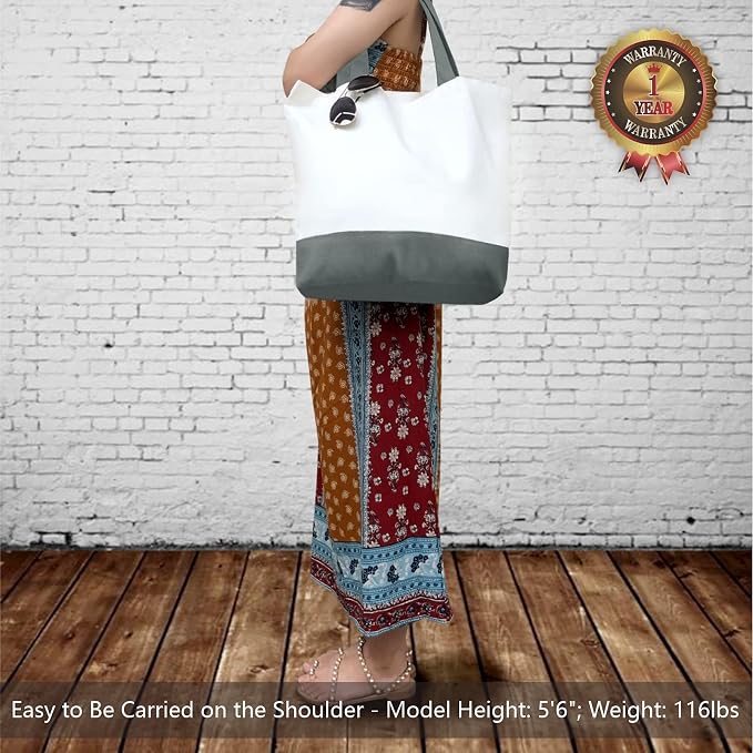 TOPDesign 3-Pack Super Strong Large 12oz Cotton Canvas Tote Bags, Reusable