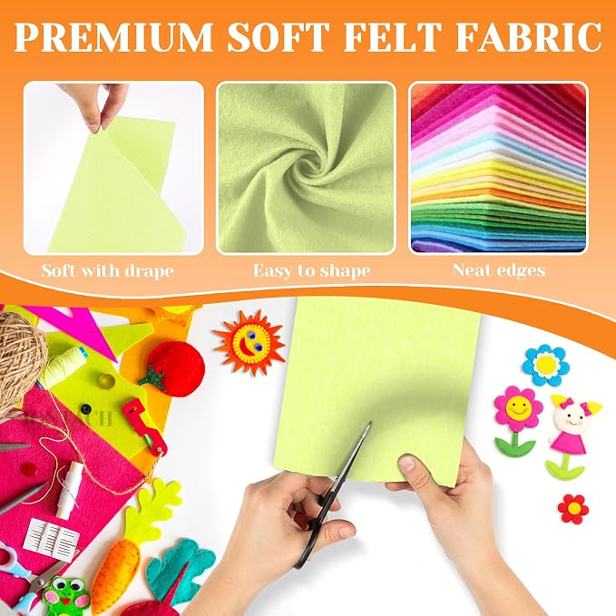 IONTACH 9" X 12" Felt Fabric Sheets 1.6mm Thick | Soft Felt