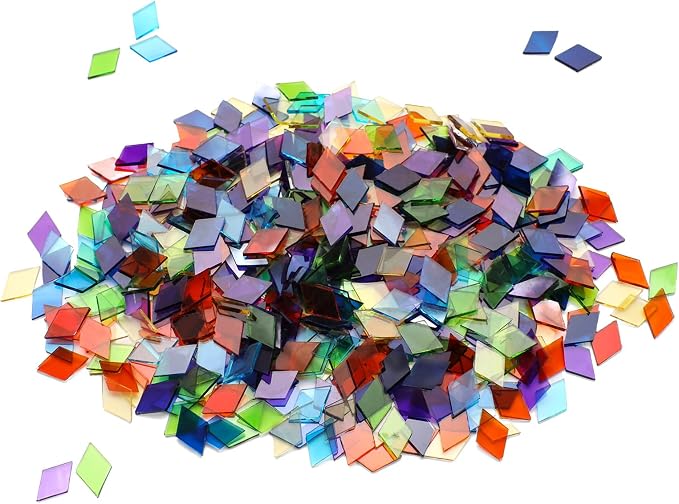 520pcs/100g Diamond Mosaic Tiles, High Transparency Stained Glass Mosaic Tiles