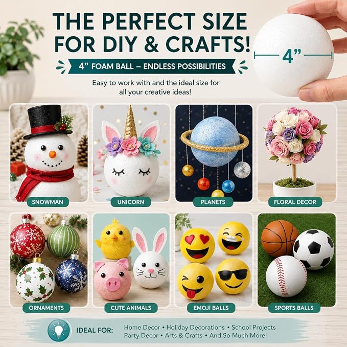 Evershine 24 Pack 4 Inch Craft Foam Ball