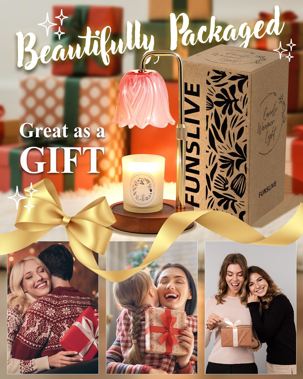 Flower Candle Warmer Lamp with Timer Dimmable, Candle Warming Light Height Adjustable, Christmas Gifts for Women, Candles Warmer Light for Jar Candles, House Warming Gifts New Home Decor