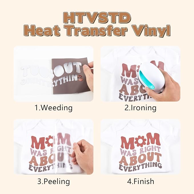 HTVSTD Deep Orange Boho HTV Heat Transfer Vinyl 8pcs 12×10in Iron on Vinyl |