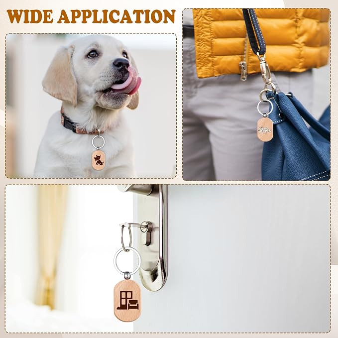 Wooden Keychain Blanks 100 Pcs Wood Key Chain Tags Bulk | Rounded Square