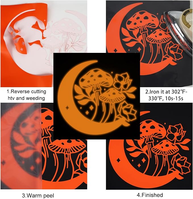 FUNKAKA Glow in The Dark Heat Transfer Vinyl Roll, Glow in The Dark HTV Vinyl