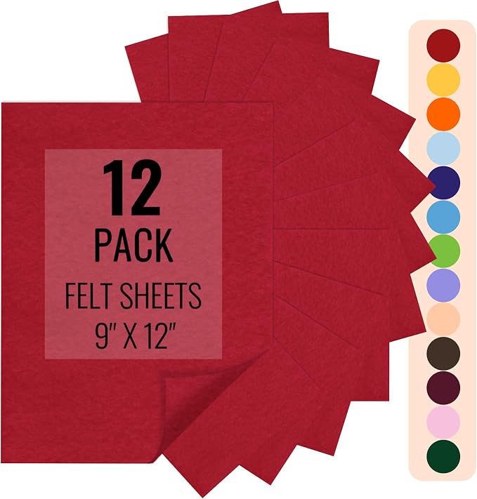 IONTACH 9" X 12" Felt Fabric Sheets 1.6mm Thick | Soft Felt