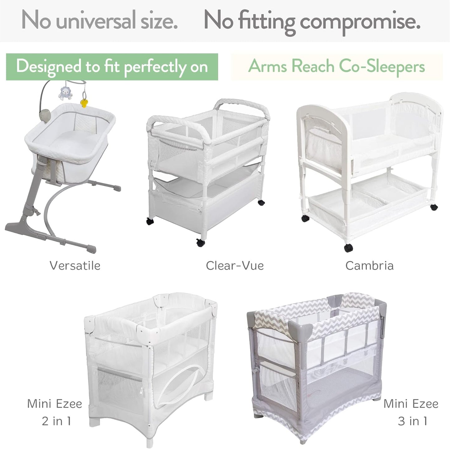 Bassinet Fitted Sheets Compatible with Arms Reach Cosleeper Versatile, Clear-Vue, Cambria and Mini– Snuggly Soft 100% Jersey Cotton – Farm Animals – 2 Pack – Not for Ideal Ezee