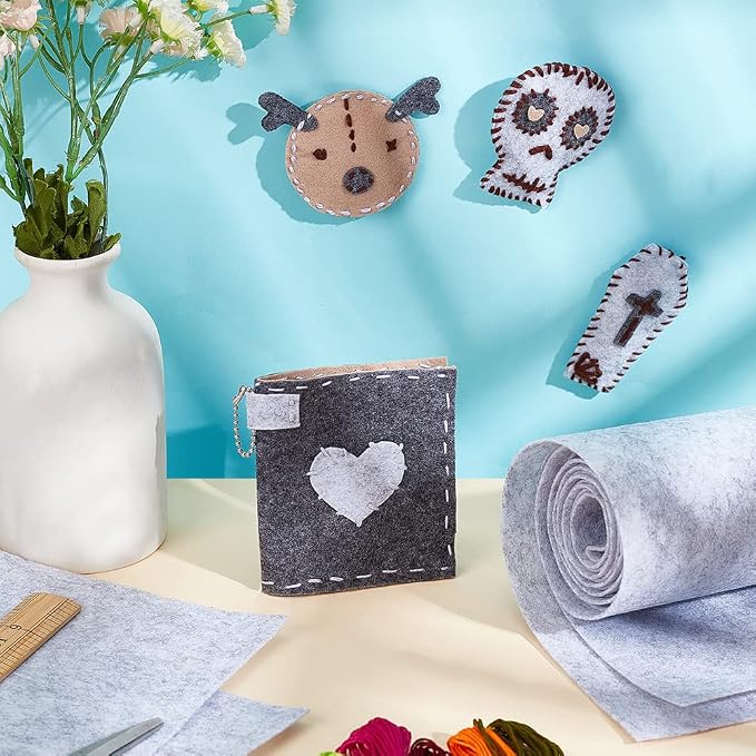 BENECREAT 9.8ft x 15.75" Light Gray Felt Fabric, Jewelry Box Lining, Craft Felt