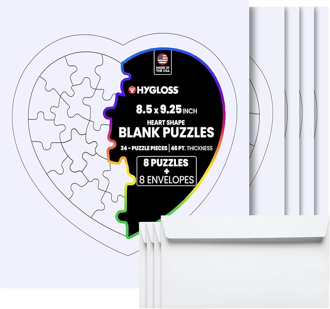 Hygloss 8 Blank Heart Puzzles