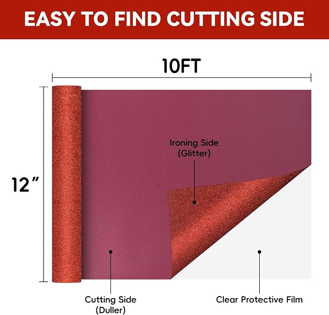 Aoder Red Glitter HTV Heat Transfer Vinyl