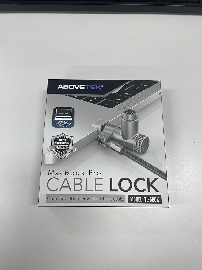 AboveTEK Laptop Locking Cable for MacBook Pro 14/16 (2021–2024), Anti-Theft Keyed Laptop Security Lock, 6.56ft Cut-Resistant Steel Computer Lock Cable, Rotatable & Portable Design