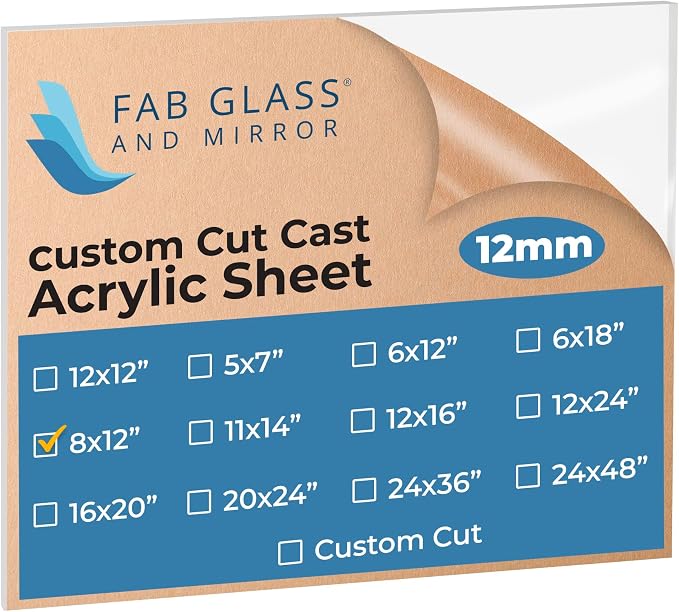 Fab Glass and Mirror Plastic PET Lightweight 8"x12" Thick Acrylic Sheet Use