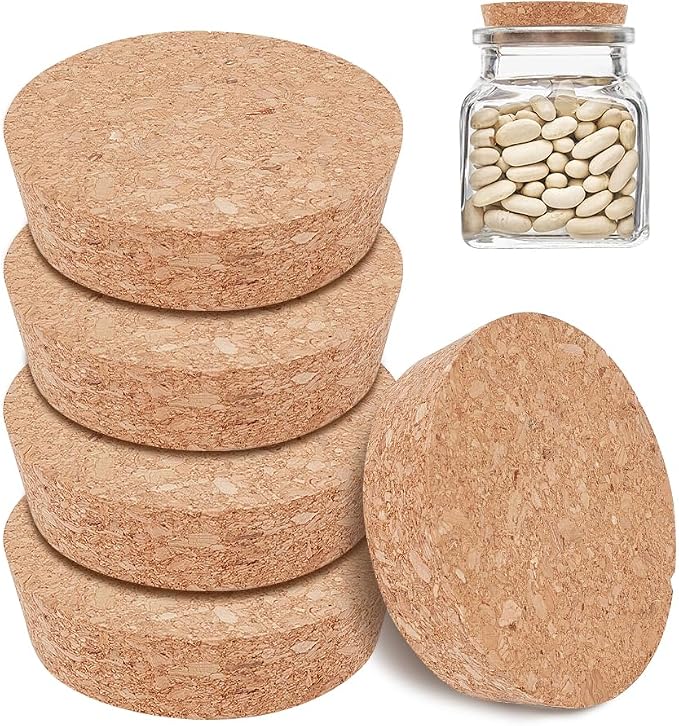 BENECREAT Wooden Cork Bottle Stoppers, 3 inch Diameter | Tapered Cork Plug