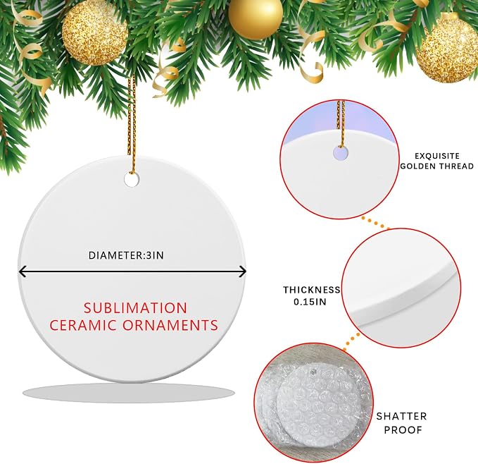 25 PCS Ceramic Sublimation Ornament Blanks Bulk 3 Inch White Round Crafts DIY