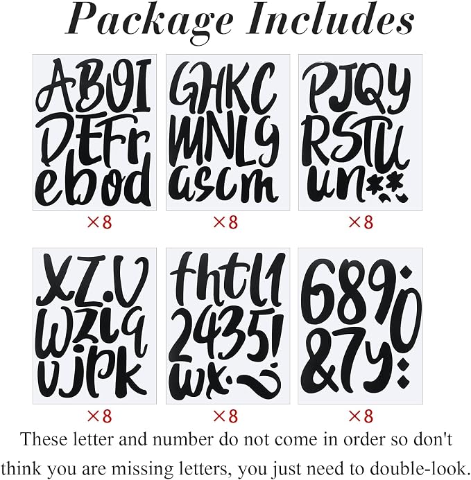 Outus 576 Pcs 8 Sheets Letters Stickers Vinyl Alphabet Number Decals Back to