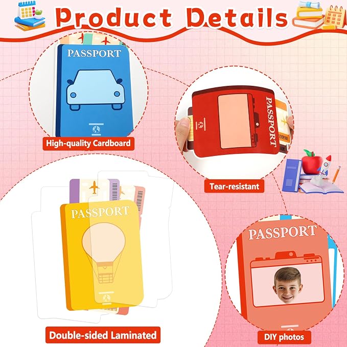 60pcs Passport DIY Cutouts Passport Bulletin Board Decoration Set World Travel